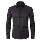 Non-Iron Shirt | Long Sleeve | Button-Up | Dress Shirt | Men's Shirts-Men's long sleeve top-Chaps London-Black-S-Chaps London