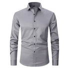 Non-Iron Shirt | Long Sleeve | Button-Up | Dress Shirt | Men's Shirts-Men's long sleeve top-Chaps London-Gray-S-Chaps London