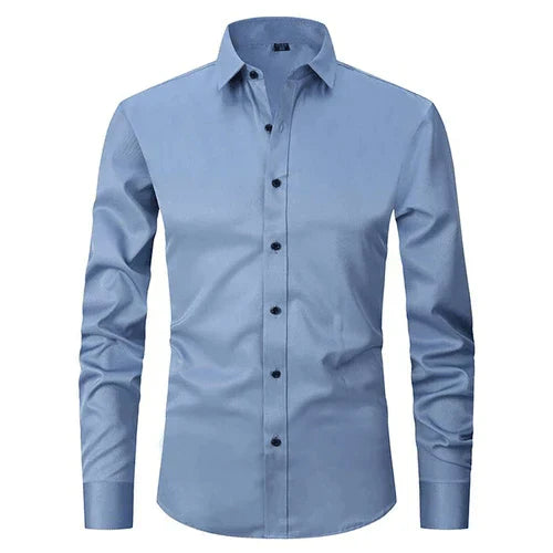 Non-Iron Shirt | Long Sleeve | Button-Up | Dress Shirt | Men's Shirts-Men's long sleeve top-Chaps London-Light Blue-S-Chaps London