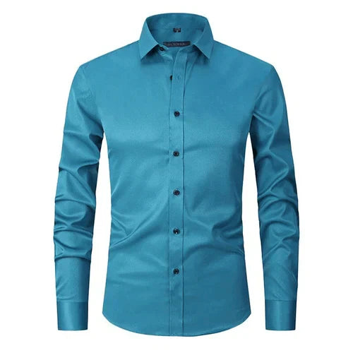 Non-Iron Shirt | Long Sleeve | Button-Up | Dress Shirt | Men's Shirts-Men's long sleeve top-Chaps London-Light Green-S-Chaps London