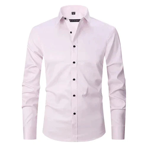 Non-Iron Shirt | Long Sleeve | Button-Up | Dress Shirt | Men's Shirts-Men's long sleeve top-Chaps London-Pink-S-Chaps London