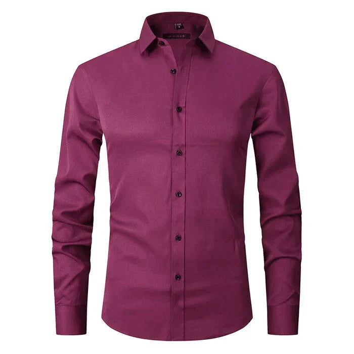 Non-Iron Shirt | Long Sleeve | Button-Up | Dress Shirt | Men's Shirts-Men's long sleeve top-Chaps London-Purple-S-Chaps London