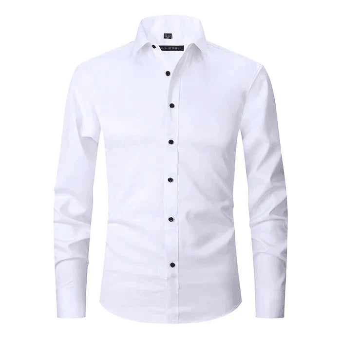 Non-Iron Shirt | Long Sleeve | Button-Up | Dress Shirt | Men's Shirts-Men's long sleeve top-Chaps London-White-S-Chaps London