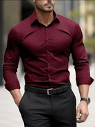 Non Iron Shirt | Wrinkle Free | Slim Fit | Button-Up Shirt | Men's Shirts-Men’s Dress Shirt-Chaps London-Bordeaux-XS-Chaps London