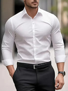 Non Iron Shirt | Wrinkle Free | Slim Fit | Button-Up Shirt | Men's Shirts-Men’s Dress Shirt-Chaps London-White-XS-Chaps London