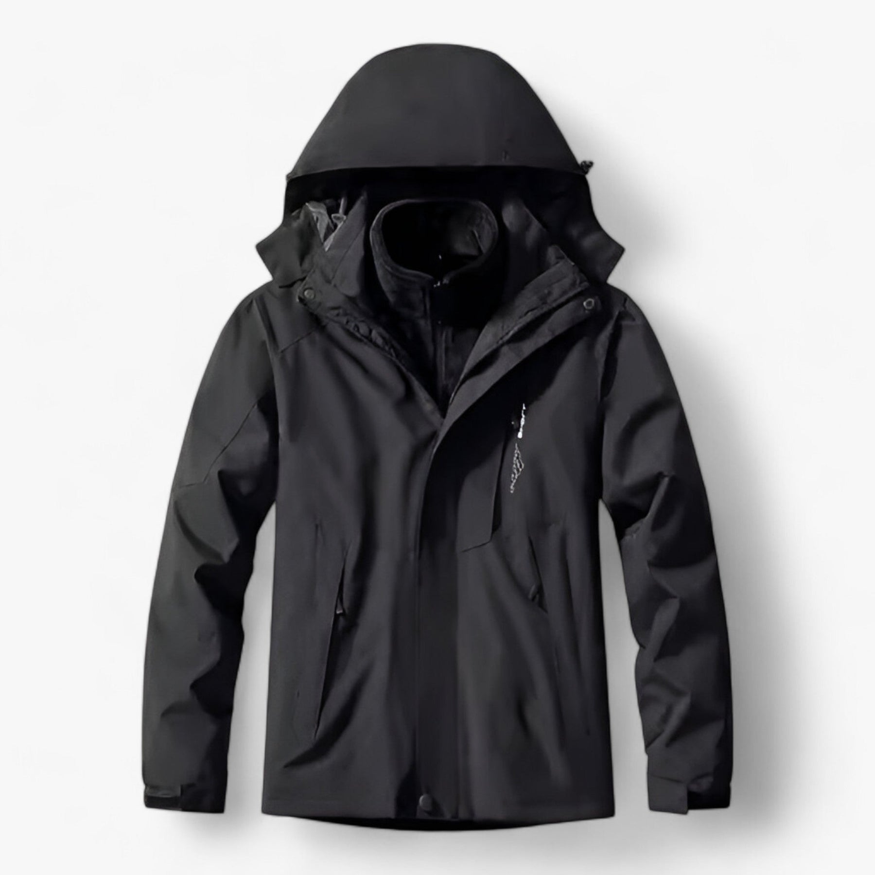 Outdoor Jacket - Hooded - Fleece Lined - Waterproof Jacket - Men's Jacket-Coats-Chaps London-Black-M-Chaps London