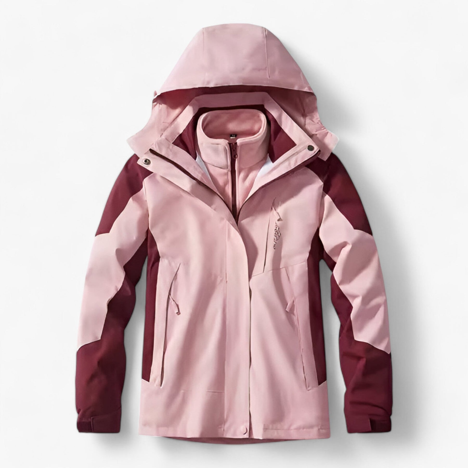 Outdoor Jacket - Hooded - Fleece Lined - Waterproof Jacket - Men's Jacket-Coats-Chaps London-Light Pink-M-Chaps London
