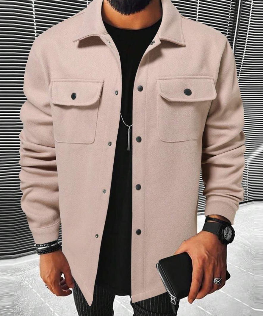 Overshirt - Buttoned - Chest Pockets - Men's Shirt - Shirt Jacket-Jackets-Chaps London-Dark Beige-XS-Chaps London