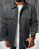 Overshirt - Buttoned - Chest Pockets - Men's Shirt - Shirt Jacket-Jackets-Chaps London-Dark Gray-XS-Chaps London