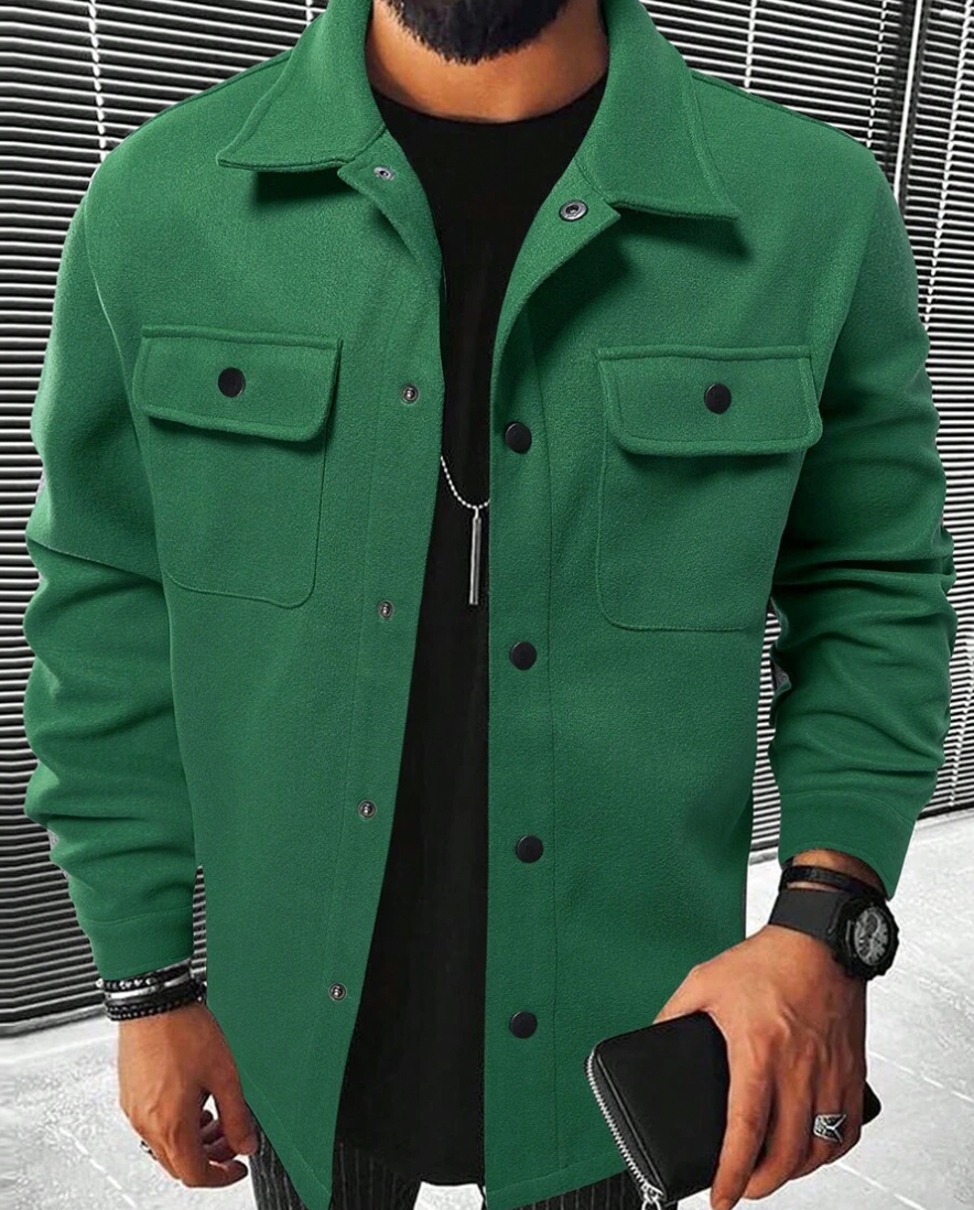 Overshirt - Buttoned - Chest Pockets - Men's Shirt - Shirt Jacket-Jackets-Chaps London-Dark Green-XS-Chaps London