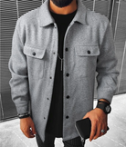 Overshirt - Buttoned - Chest Pockets - Men's Shirt - Shirt Jacket-Jackets-Chaps London-Gray-XS-Chaps London