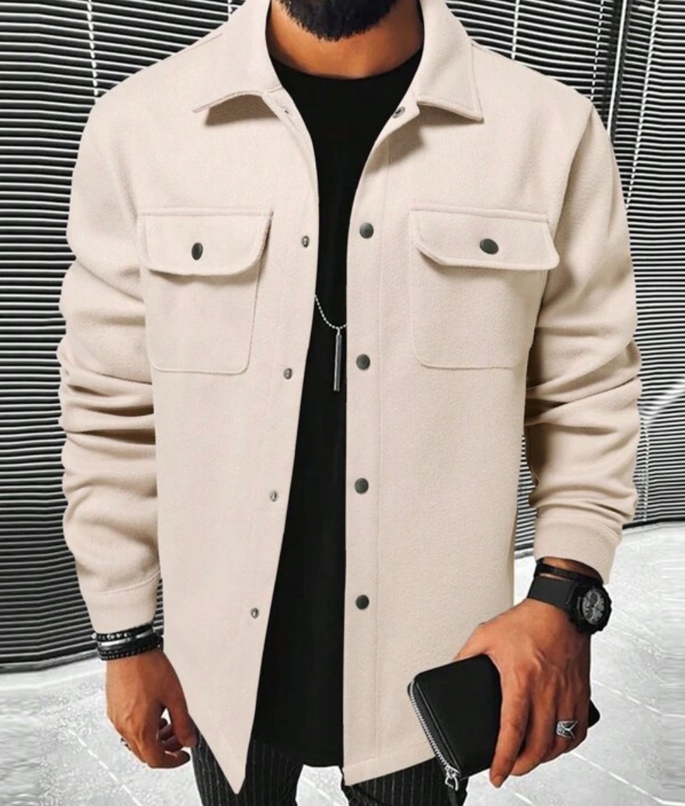 Overshirt - Buttoned - Chest Pockets - Men's Shirt - Shirt Jacket-Jackets-Chaps London-Light Beige-XS-Chaps London