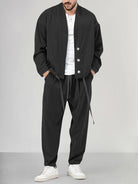 Overshirt Co Ord Set - Men's Loose Fit-Outfit Sets-Chaps London-Black-M-Chaps London