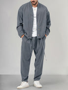 Overshirt Co Ord Set - Men's Loose Fit-Outfit Sets-Chaps London-Dark Gray-M-Chaps London