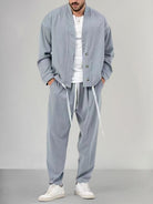 Overshirt Co Ord Set - Men's Loose Fit-Outfit Sets-Chaps London-Gray-M-Chaps London