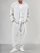 Overshirt Co Ord Set - Men's Loose Fit-Outfit Sets-Chaps London-White-M-Chaps London