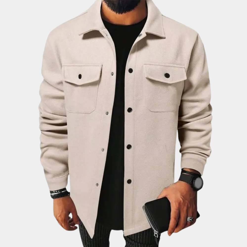 Overshirt - Men's Button Up Shirt Jacket-Fashion Men Shirt Shacket Fall-Chaps London-Apricot-S-Chaps London