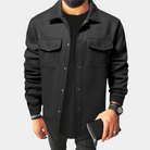 Overshirt - Men's Button Up Shirt Jacket-Fashion Men Shirt Shacket Fall-Chaps London-Black-S-Chaps London