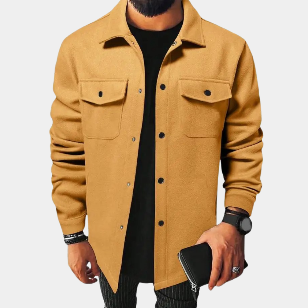 Overshirt - Men's Button Up Shirt Jacket-Fashion Men Shirt Shacket Fall-Chaps London-Yellow-S-Chaps London