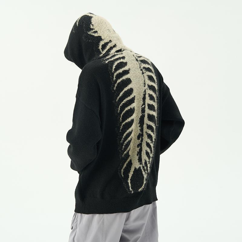 Oversized Hoodie - Men's Knitted Printed Loose Fit-Hoodie-Chaps London-Black-S-Chaps London