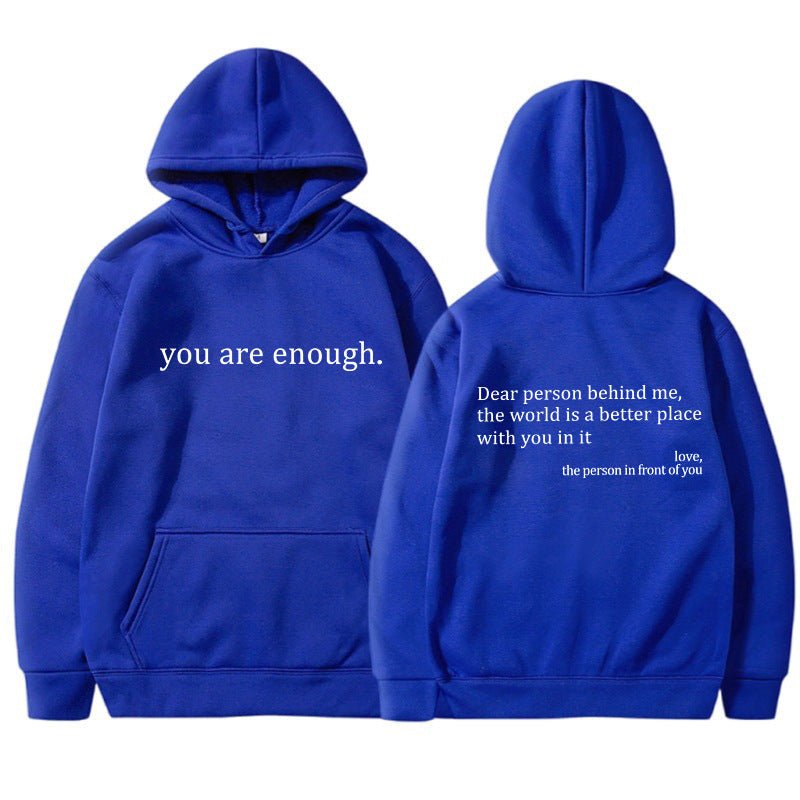 Oversized Hoodie - Unisex Warm Printed Text Pullover Hoodie-Hoodies-Chaps London-Blue-S-Chaps London