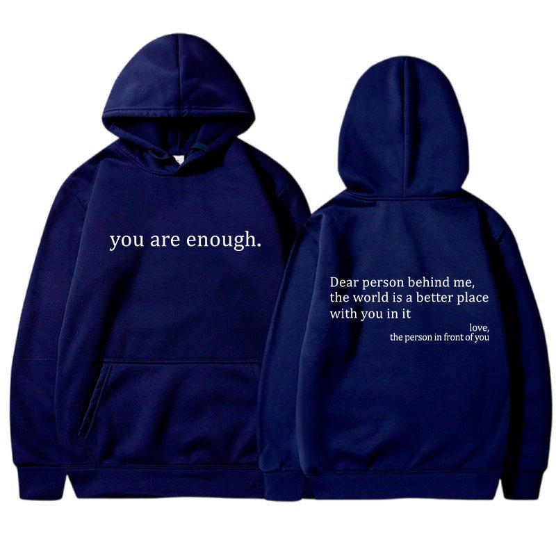 Oversized Hoodie - Unisex Warm Printed Text Pullover Hoodie-Hoodies-Chaps London-Dark Blue-S-Chaps London