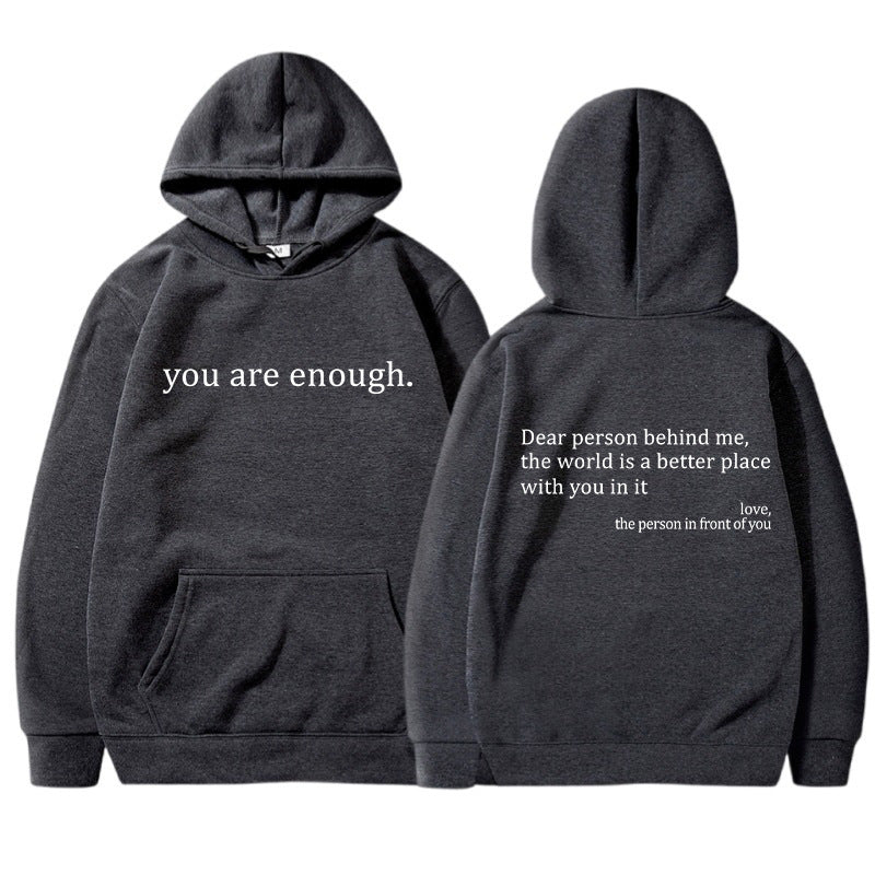 Oversized Hoodie - Unisex Warm Printed Text Pullover Hoodie-Hoodies-Chaps London-Dark Grey-S-Chaps London