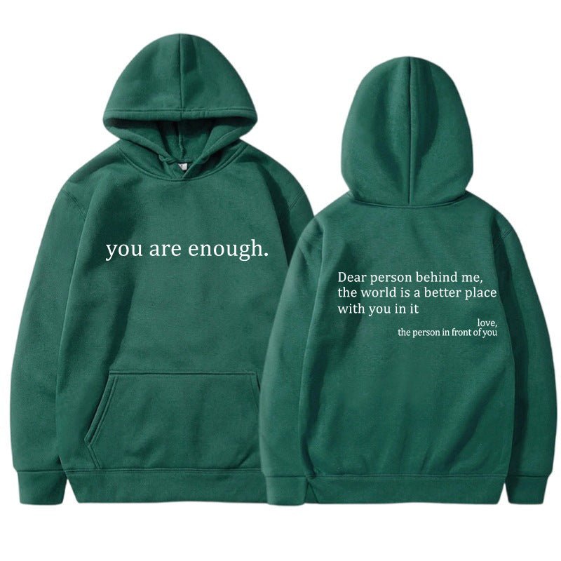 Oversized Hoodie - Unisex Warm Printed Text Pullover Hoodie-Hoodies-Chaps London-Green-S-Chaps London