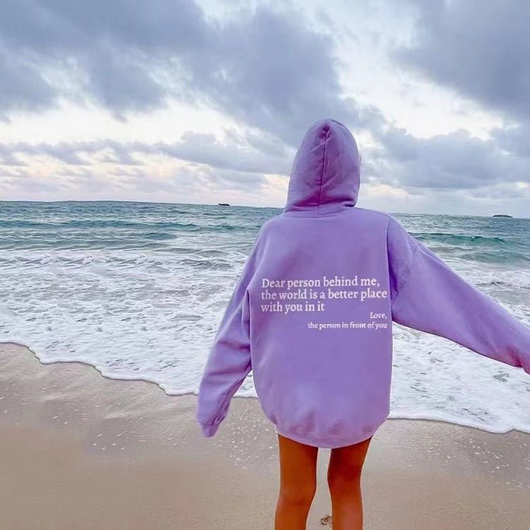 Oversized Hoodie - Unisex Warm Printed Text Pullover Hoodie-Hoodies-Chaps London-Purple-S-Chaps London