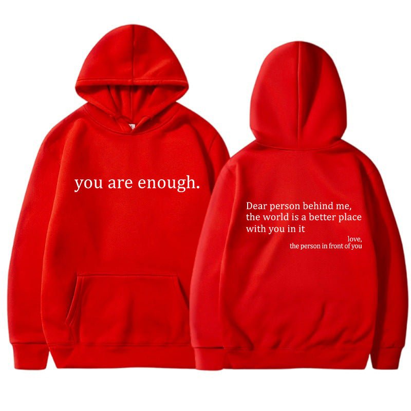 Oversized Hoodie - Unisex Warm Printed Text Pullover Hoodie-Hoodies-Chaps London-Red-S-Chaps London
