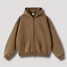 Oversized Hoodie - Washed Zip Up Men's Hoodie-Hoodies-Chaps London-Beige-XS-Chaps London