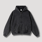 Oversized Hoodie - Washed Zip Up Men's Hoodie-Hoodies-Chaps London-Black-XS-Chaps London