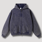 Oversized Hoodie - Washed Zip Up Men's Hoodie-Hoodies-Chaps London-Blue-XS-Chaps London