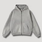 Oversized Hoodie - Washed Zip Up Men's Hoodie-Hoodies-Chaps London-Grey-XS-Chaps London