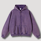 Oversized Hoodie - Washed Zip Up Men's Hoodie-Hoodies-Chaps London-Purple-XS-Chaps London
