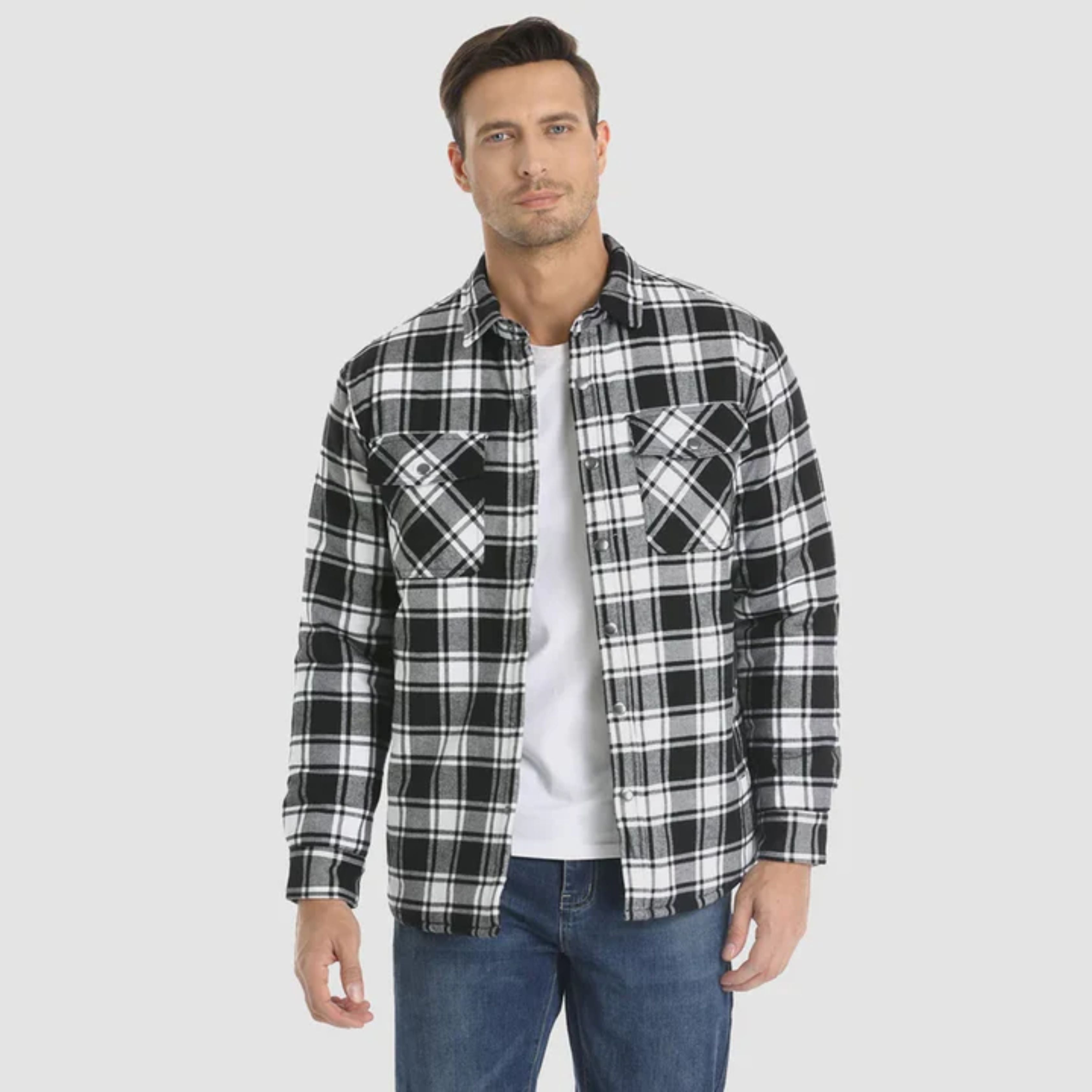 Plaid Jacket | Buttoned Up | Shirt Jacket | Quilted Jacket | Men's Flannel Jacket -Overshirts-Chaps London-Chaps London