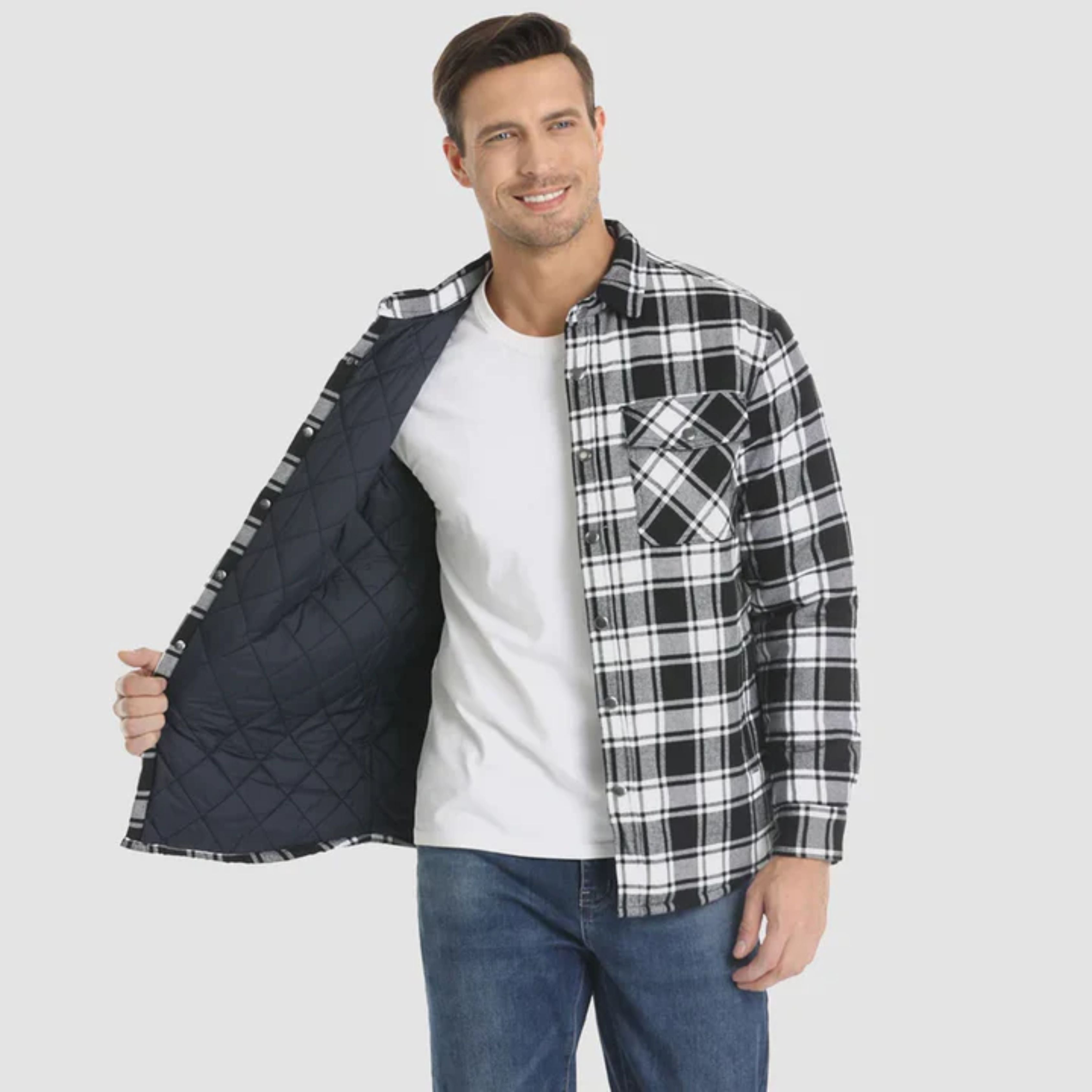 Plaid Jacket | Buttoned Up | Shirt Jacket | Quilted Jacket | Men's Flannel Jacket -Overshirts-Chaps London-Chaps London