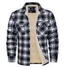 Plaid Overshirt - Men's Button-Up Fleece Lined Shirt Jacket for Winter-Shirts-Chaps London-Black-S-Chaps London