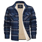 Plaid Overshirt - Men's Button-Up Fleece Lined Shirt Jacket for Winter-Shirts-Chaps London-Blue and Gray-S-Chaps London