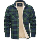 Plaid Overshirt - Men's Button-Up Fleece Lined Shirt Jacket for Winter-Shirts-Chaps London-Green-S-Chaps London