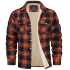 Plaid Overshirt - Men's Button-Up Fleece Lined Shirt Jacket for Winter-Shirts-Chaps London-Orange-S-Chaps London