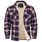 Plaid Overshirt - Men's Button-Up Fleece Lined Shirt Jacket for Winter-Shirts-Chaps London-Red-S-Chaps London
