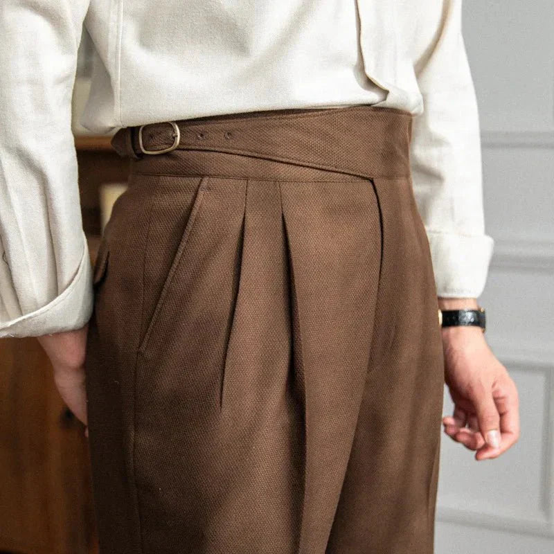 Pleated Pants - Men's Adjustable Waist Formal Straight Leg Slack Pants-Men's Pants-Chaps London-Chaps London