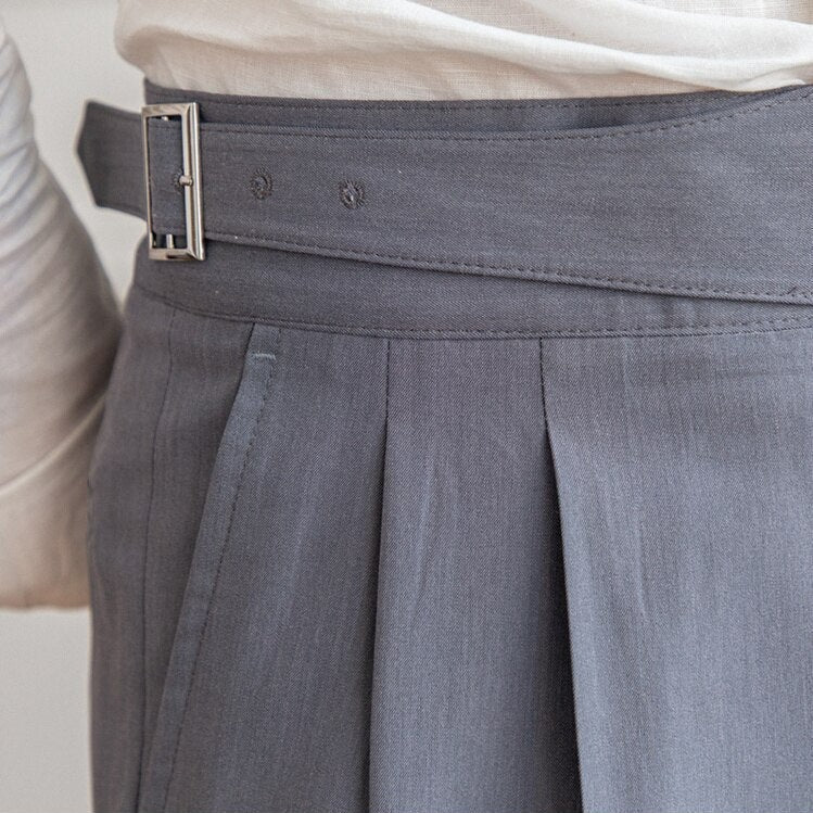 Pleated Pants - Men's Stylish Adjustable Waist Formal Dress Pants-Men Pants-Chaps London-Chaps London