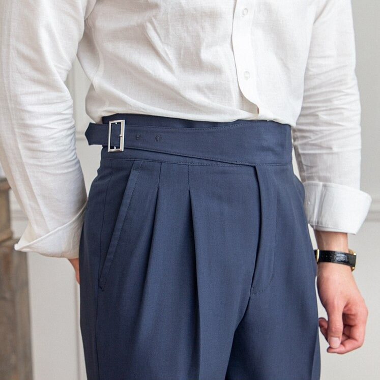Pleated Pants - Men's Stylish Adjustable Waist Formal Dress Pants-Men Pants-Chaps London-Chaps London