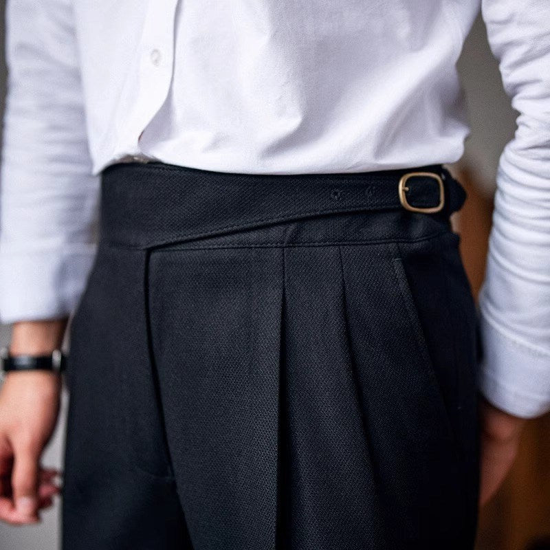 Pleated Pants - Men's Stylish Adjustable Waist Formal Dress Pants-Men Pants-Chaps London-Chaps London