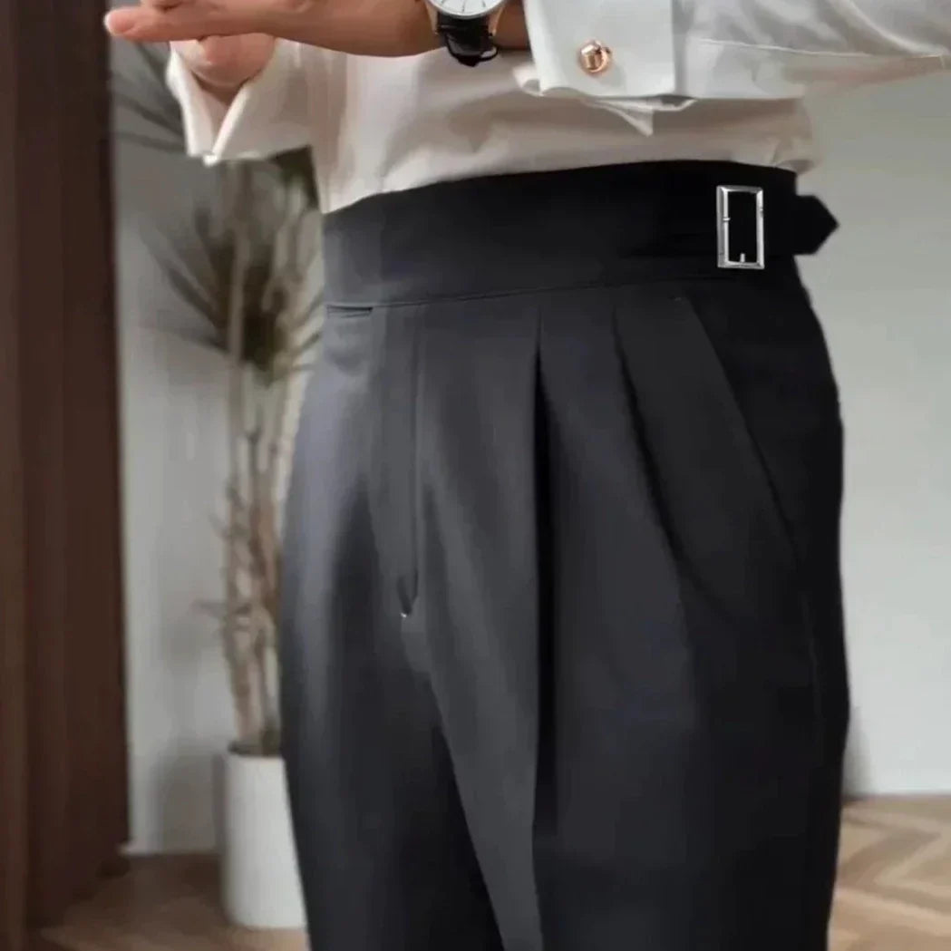 Pleated Pants - Men's Stylish Adjustable Waist Formal Dress Pants-Men Pants-Chaps London-Chaps London