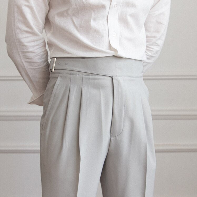 Pleated Pants - Men's Stylish Adjustable Waist Formal Dress Pants-Men Pants-Chaps London-Chaps London
