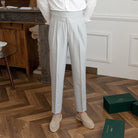 Pleated Pants - Men's Stylish Adjustable Waist Formal Dress Pants-Men Pants-Chaps London-Light Gray-29-Chaps London