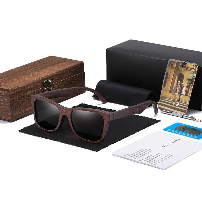 Polarised Sunglasses - Men's Bamboo Frame Wayfarer-Sunglasses-Chaps London-Chaps London